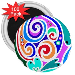 Crazy Pop Art - Doodle Circles   3  Magnets (100 Pack)