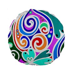 Crazy Pop Art - Doodle Circles   Standard 15  Premium Flano Round Cushions