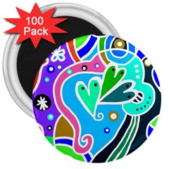 Crazy Pop Art - Doodle Hearts   3  Magnets (100 Pack)