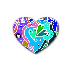 Crazy Pop Art - Doodle Hearts   Rubber Heart Coaster (4 Pack) by ConteMonfrey