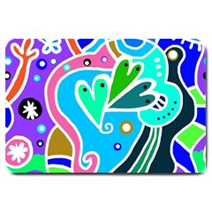 Crazy Pop Art - Doodle Hearts   Large Doormat by ConteMonfrey