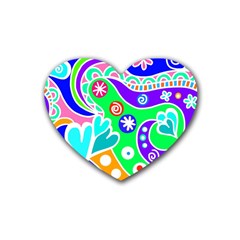 Crazy Pop Art - Doodle Lover   Rubber Heart Coaster (4 Pack) by ConteMonfrey