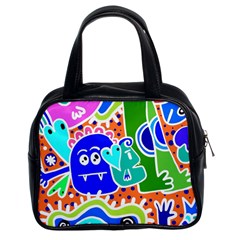 Crazy Pop Art - Doodle Buddies  Classic Handbag (two Sides) by ConteMonfrey