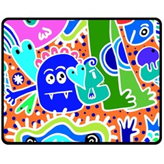 Crazy Pop Art - Doodle Buddies  Two Sides Fleece Blanket (medium) by ConteMonfrey