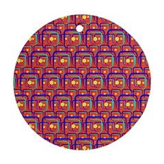 Pink Yellow Neon Squares - Modern Abstract Round Ornament (two Sides) by ConteMonfrey