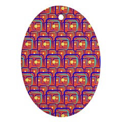 Pink Yellow Neon Squares - Modern Abstract Oval Ornament (two Sides) by ConteMonfrey