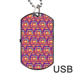 Pink Yellow Neon Squares - Modern Abstract Dog Tag Usb Flash (two Sides) by ConteMonfrey