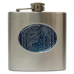 Snow Christmas Starry Night Hip Flask (6 Oz) by Simbadda