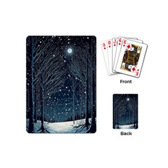 Snow Christmas Starry Night Playing Cards Single Design (mini) by Simbadda