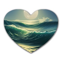 Ocean Sea Waves Tide Heart Mousepad by Simbadda