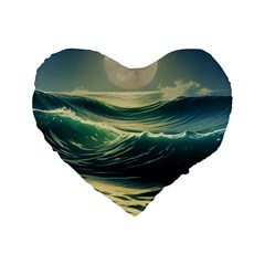 Ocean Sea Waves Tide Standard 16  Premium Heart Shape Cushions by Simbadda