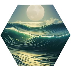 Ocean Sea Waves Tide Wooden Puzzle Hexagon
