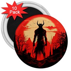 Demon Halloween 3  Magnets (10 pack) 