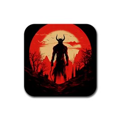 Demon Halloween Rubber Square Coaster (4 pack)