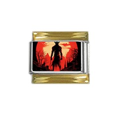 Demon Halloween Gold Trim Italian Charm (9mm)