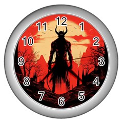 Demon Halloween Wall Clock (silver)
