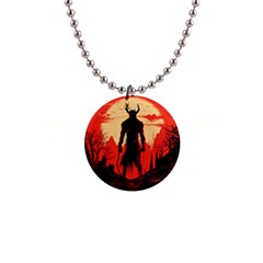 Demon Halloween 1  Button Necklace