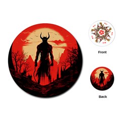 Demon Halloween Playing Cards Single Design (Round)