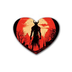 Demon Halloween Rubber Heart Coaster (4 pack)