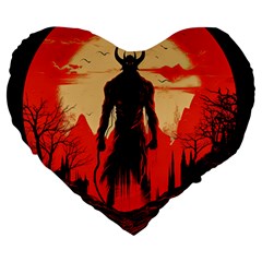 Demon Halloween Large 19  Premium Heart Shape Cushions