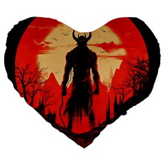 Demon Halloween Large 19  Premium Flano Heart Shape Cushions