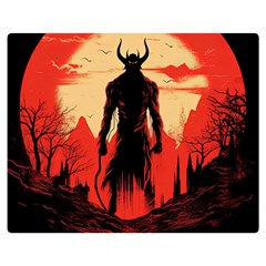 Demon Halloween Two Sides Premium Plush Fleece Blanket (Medium)