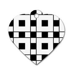 Black And White Pattern Dog Tag Heart (two Sides) by Amaryn4rt