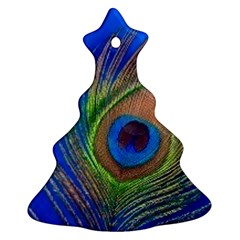 Blue Peacock Feather Christmas Tree Ornament (two Sides) by Amaryn4rt