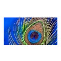 Blue Peacock Feather Satin Wrap 35  X 70  by Amaryn4rt