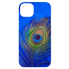 Blue Peacock Feather Iphone 14 Plus Black Uv Print Case by Amaryn4rt