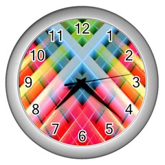 Graphics Colorful Colors Wallpaper Graphic Design Wall Clock (Silver)