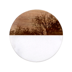 Twilight Sunset Sky Evening Clouds Classic Marble Wood Coaster (round)  by Amaryn4rt