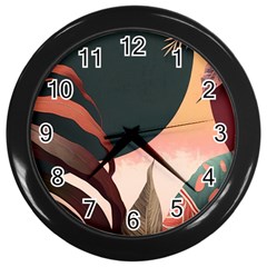 Leaves Foliage Plants Wall Clock (black) by Ravend