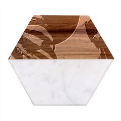 Leaves Foliage Plants Marble Wood Coaster (hexagon)  by Ravend