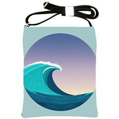 Tsunami Tidal Wave Wave Minimalist Ocean Sea 4 Shoulder Sling Bag by Wegoenart