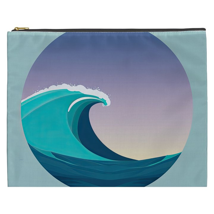 Tsunami Tidal Wave Wave Minimalist Ocean Sea 4 Cosmetic Bag (XXXL)