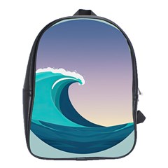 Tsunami Tidal Wave Wave Minimalist Ocean Sea 4 School Bag (xl) by Wegoenart