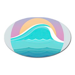 Tsunami Tidal Wave Wave Minimalist Ocean Sea Oval Magnet