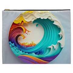 Tsunami Tidal Wave Wave Minimalist Ocean Sea 3 Cosmetic Bag (xxxl) by Wegoenart