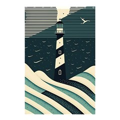 Lighthouse Abstract Ocean Sea Waves Water Blue Shower Curtain 48  x 72  (Small) 