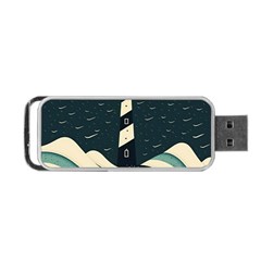 Lighthouse Abstract Ocean Sea Waves Water Blue Portable USB Flash (One Side)