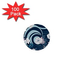 Flowers Pattern Floral Ocean Abstract Digital Art 1  Mini Buttons (100 Pack) 