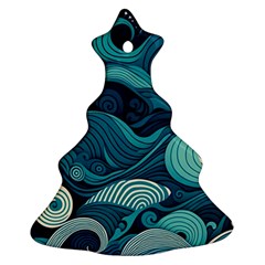 Waves Ocean Sea Abstract Whimsical Abstract Art Christmas Tree Ornament (two Sides) by Wegoenart