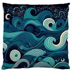 Waves Ocean Sea Abstract Whimsical Abstract Art Large Premium Plush Fleece Cushion Case (one Side) by Wegoenart