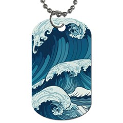 Waves Ocean Sea Pattern Water Tsunami Rough Seas Dog Tag (one Side) by Wegoenart