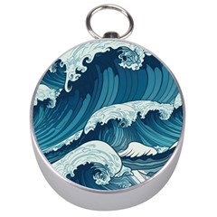 Waves Ocean Sea Pattern Water Tsunami Rough Seas Silver Compasses