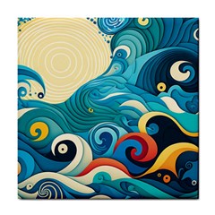 Waves Ocean Sea Abstract Whimsical Abstract Art 5 Tile Coaster