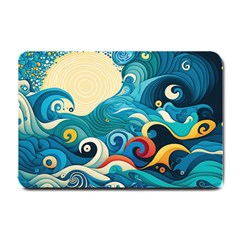 Waves Ocean Sea Abstract Whimsical Abstract Art 5 Small Doormat by Wegoenart