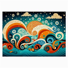 Waves Ocean Sea Abstract Whimsical Abstract Art 4 Large Glasses Cloth by Wegoenart