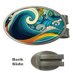 Waves Ocean Sea Abstract Whimsical Abstract Art 3 Money Clips (oval) 